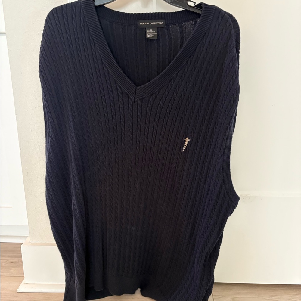 Fairway Outfitters, Mens V-Neck Knit Golf Sweater Vest, Size X Large Black